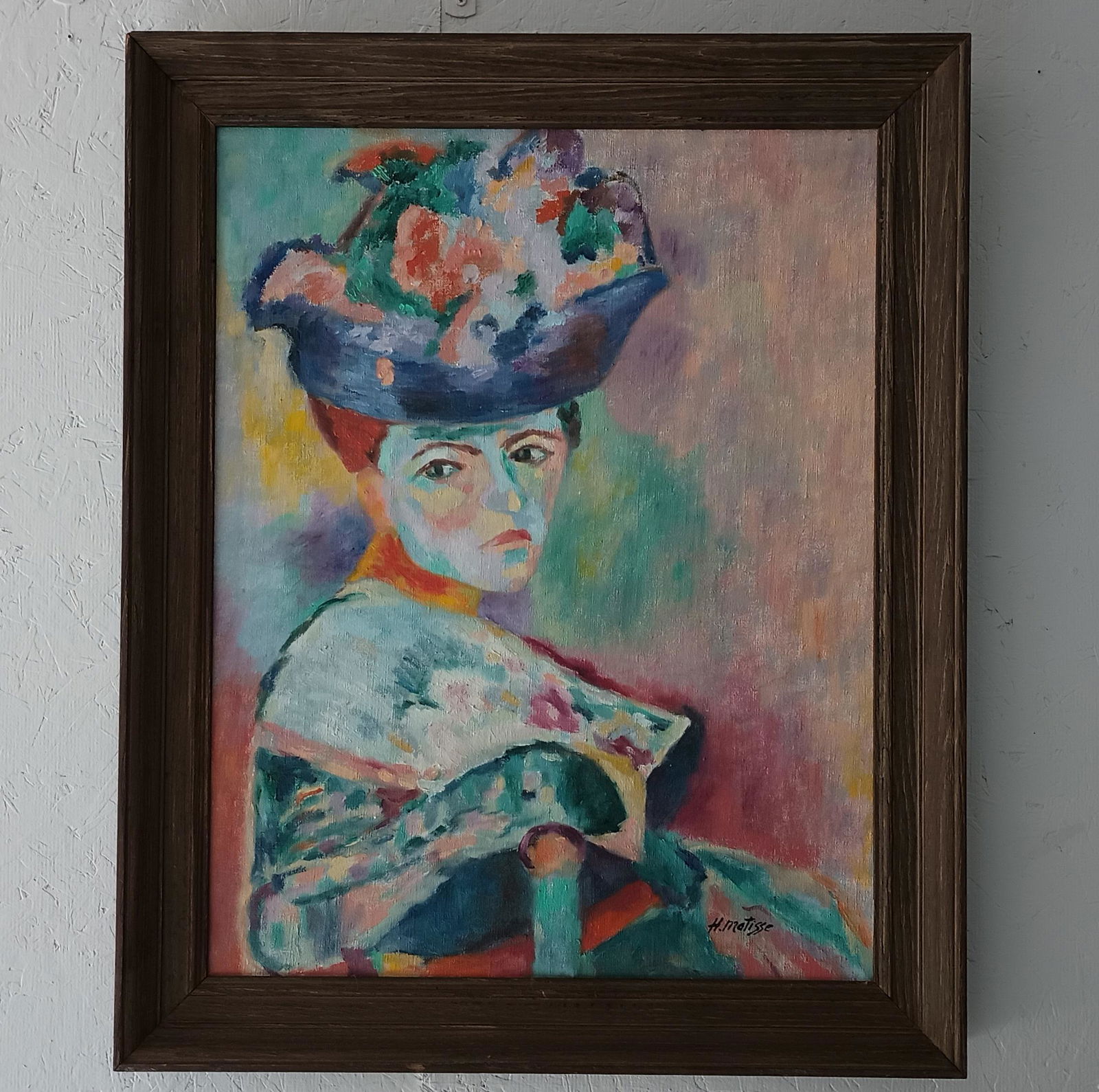 Vintage Signed Matisse Art Painting on Canvas Framed (Woman with a Hat) (1 of 7)