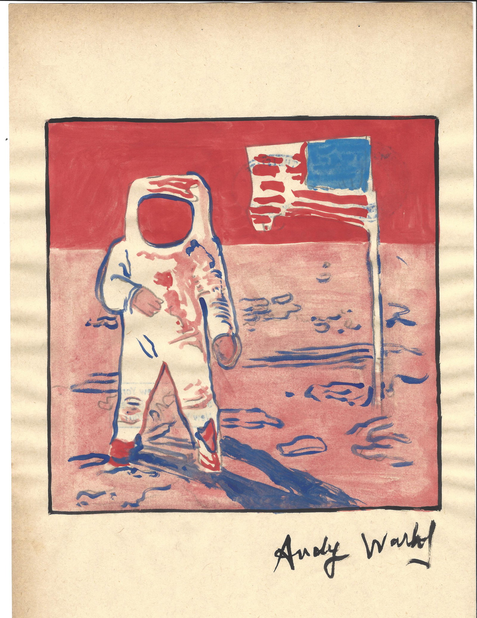 Signed Andy Warhol Mixed Media on Paper: Signed Andy Warhol Mixed Media on Paper. On verso, also stamp inscribed Authorized by the Andy Warhol Foundation. Approx Size: 11 3/4 x 8 1/4 inches. Provenance: This item has limited provenance from 