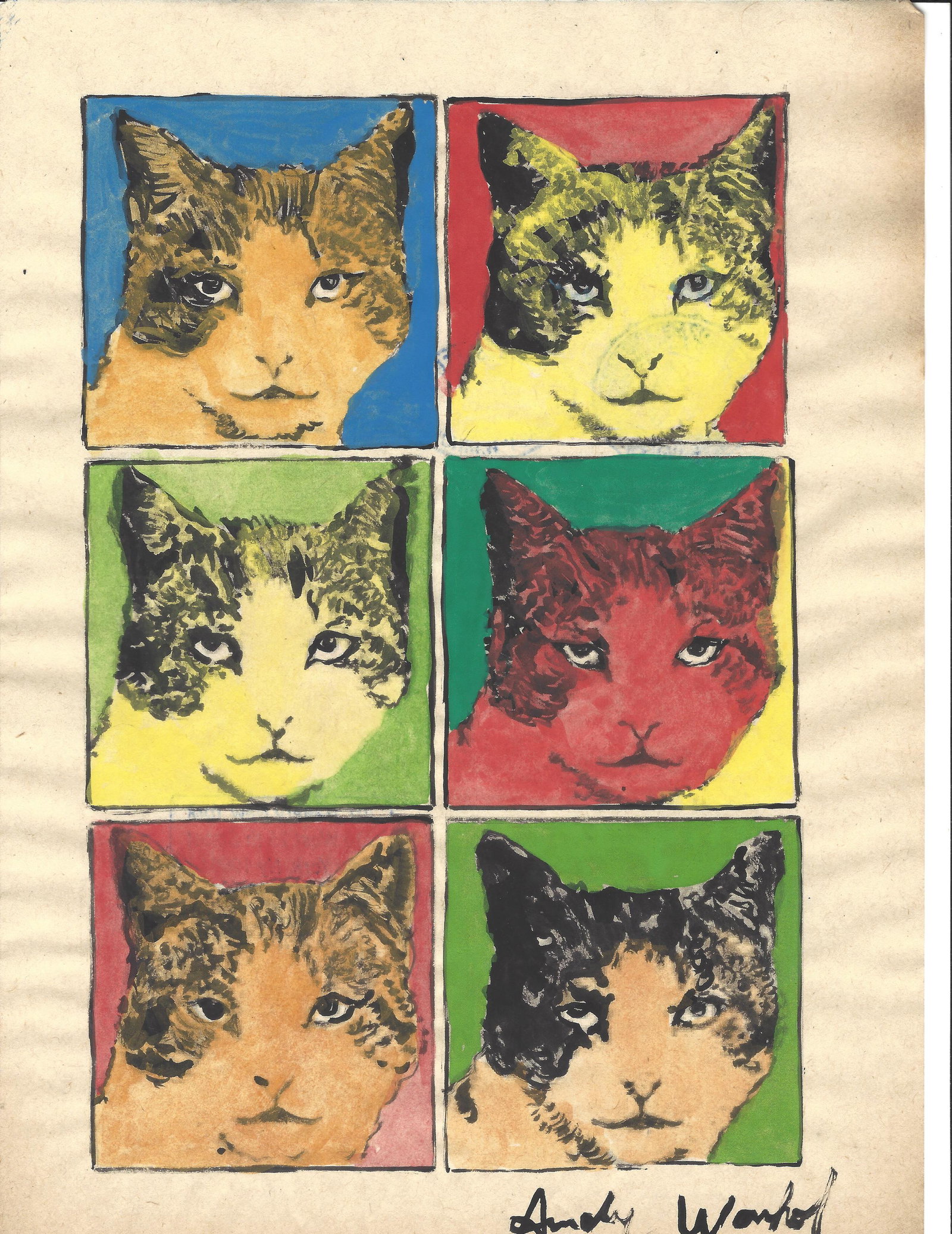 Signed Andy Warhol Mixed Media on Paper.: Signed Andy Warhol Mixed Media on Paper. On verso, also stamp inscribed Authorized by the Andy Warhol Foundation. Approx Size: 11 3/4 x 8 1/4 inches. All lots that do not carry established documented 