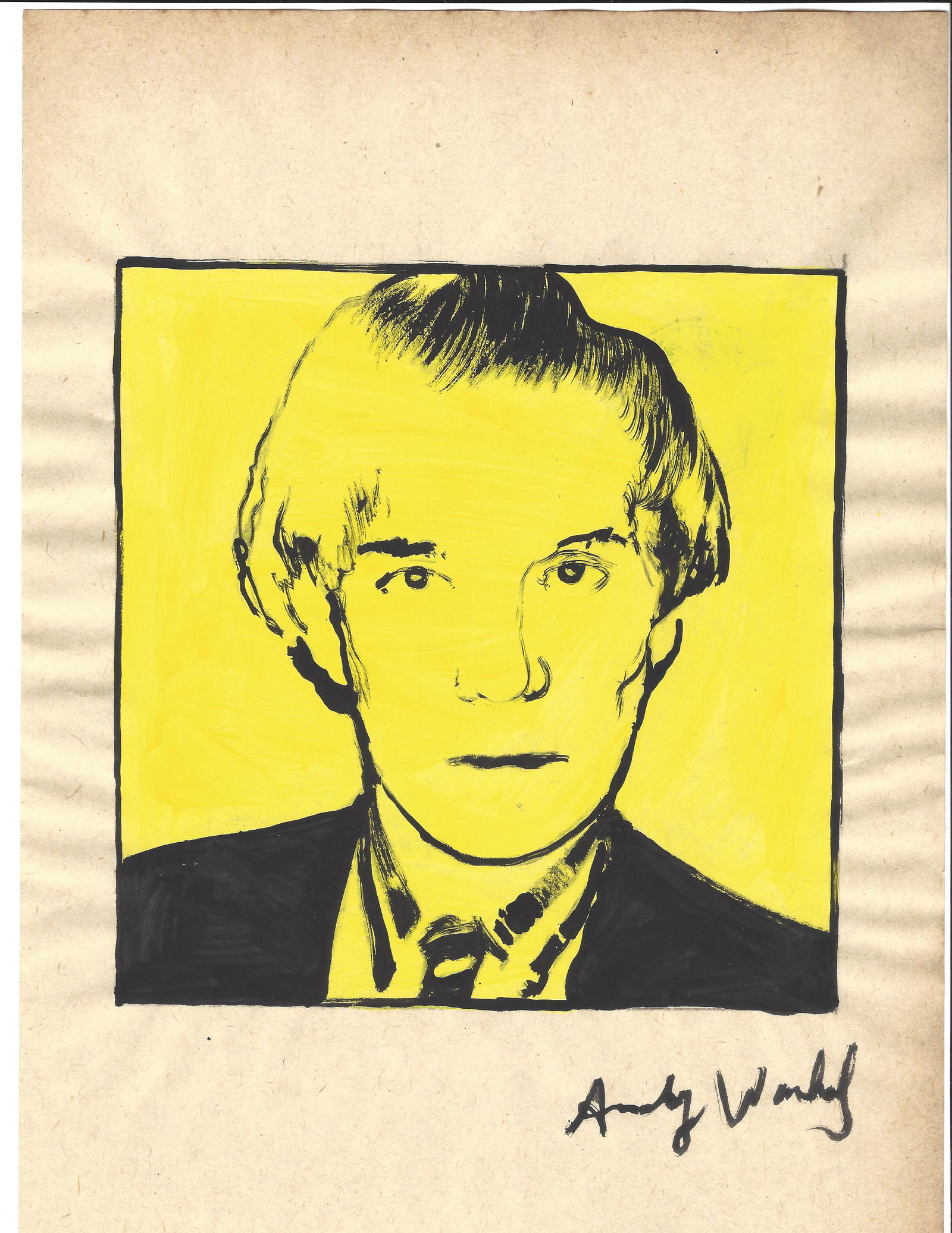 Signed Andy Warhol Mixed Media on Paper.: Signed Andy Warhol Mixed Media on Paper. On verso, also stamp inscribed Authorized by the Andy Warhol Foundation. Approx Size: 11 3/4 x 8 1/4 inches. All lots that do not carry established documented 