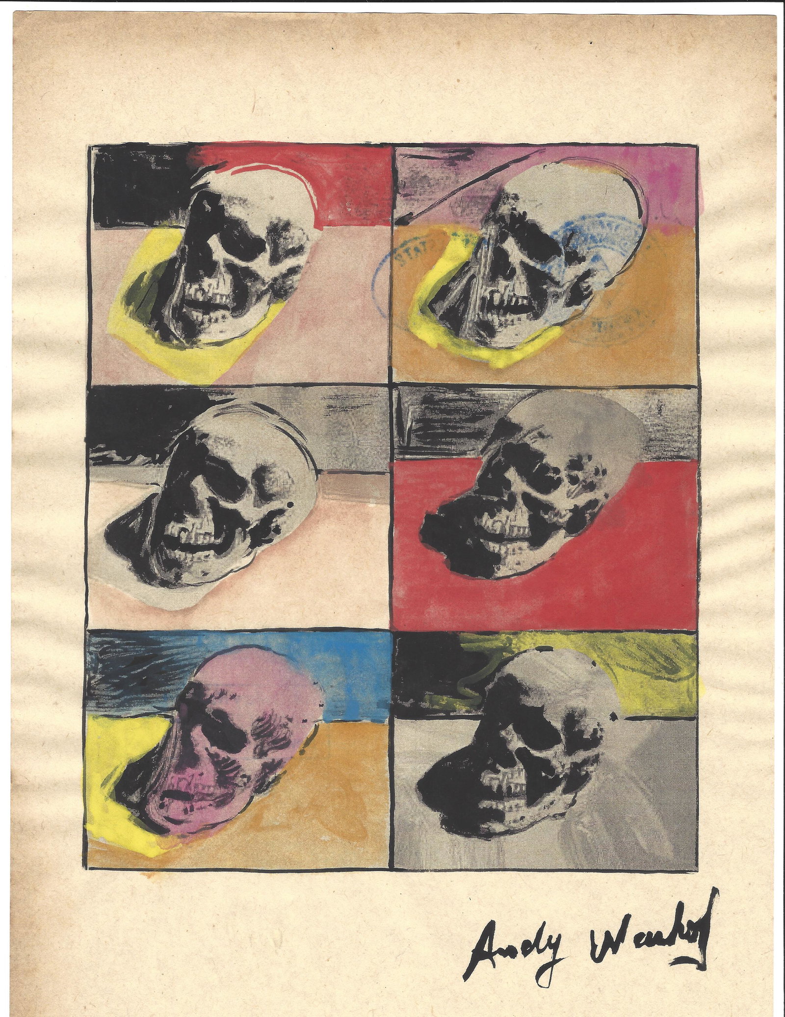 Signed Andy Warhol Mixed Media on Paper.: Signed Andy Warhol Mixed Media on Paper. On verso, also stamp inscribed Authorized by the Andy Warhol Foundation. Approx Size: 11 3/4 x 8 1/4 inches. All lots that do not carry established documented 