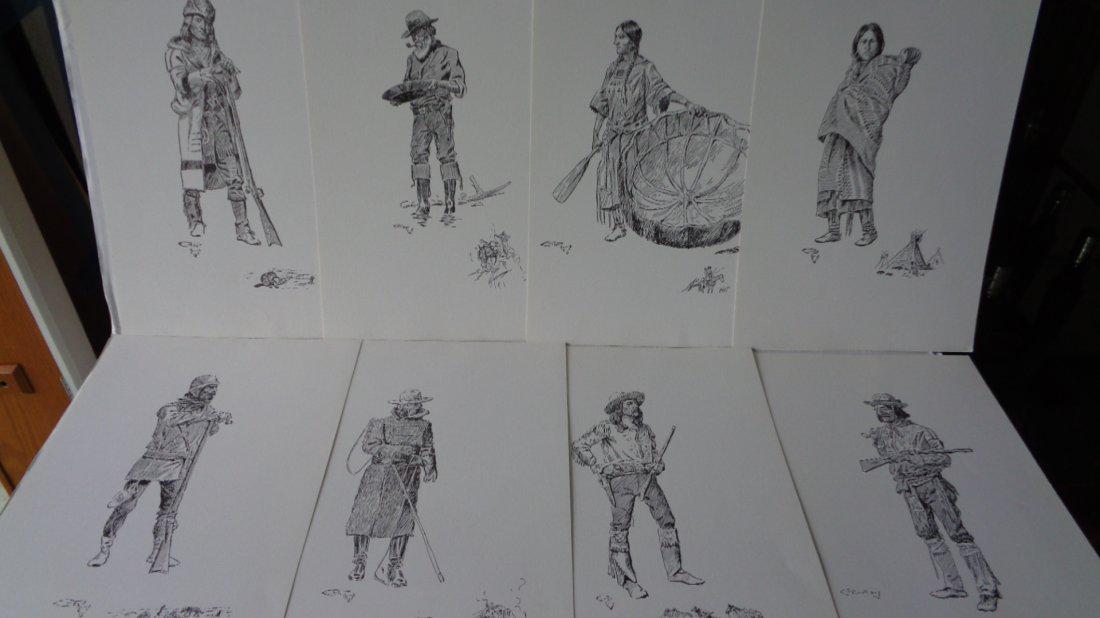 Charles M Russell (1864-1926)15 Famous Sketches Print: Charles Marion Russell (1864-1926). 15 famous sketches complete print set. Measurements: 11" x 17" . This piece of art is in excellent condition.