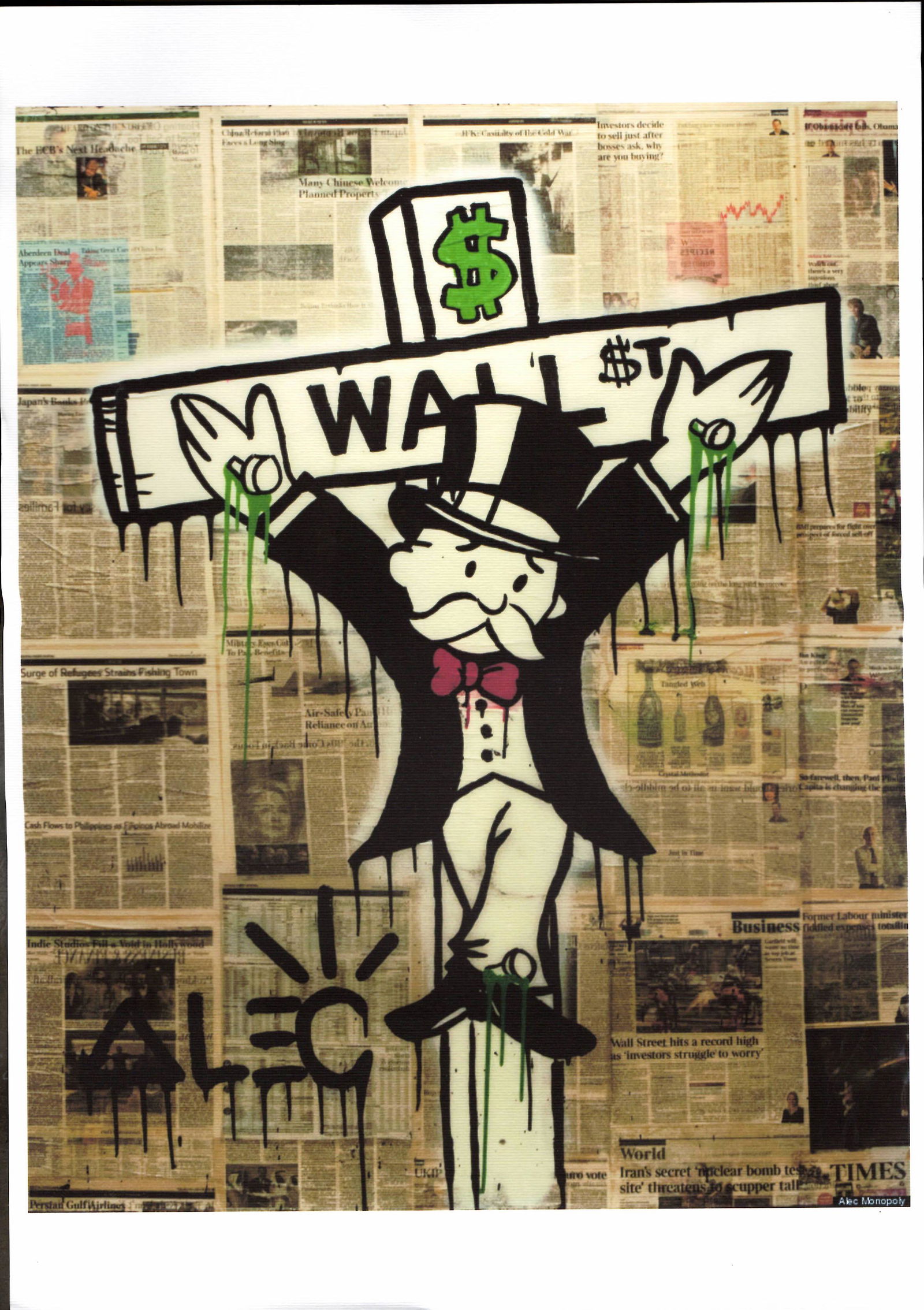 Pop Art Lithograph Print Wall Street Art Print Monopoly Alec Banksy Brainwash (1 of 1)