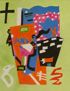 Vintage Abstract Canvas Signed Stuart Davis, Modern Art 20th Century: Vintage Abstract Canvas Signed Stuart Davis, Modern Art 20th Century Painting Size Approx: 18 x 18 Inches. This is hand painted Mixed Medium on Canvas It is being sold in the manner or style of the ar