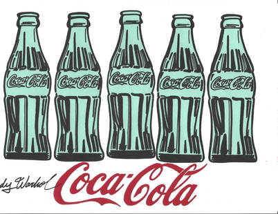 Signed Andy Warhol Mixed Media on Paper Coca Cola: Signed Andy Warhol Mixed Media on Paper. On verso, also stamp. Approx Size: 11 3/4 x 8 1/2 inches. All lots that do not carry established documented provenance nor any past record of auction history