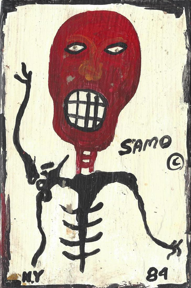 JMB SIGNED Painting NYC SAMO Graffiti Crown Postcard. (1 of 2)