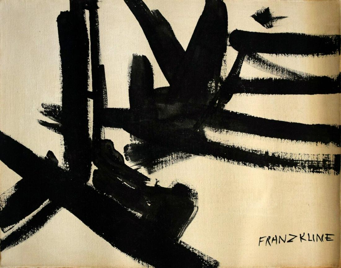 Vintage Abstract Canvas Signed Franz Kline, Modern Old 20th Century Art (1 of 4)