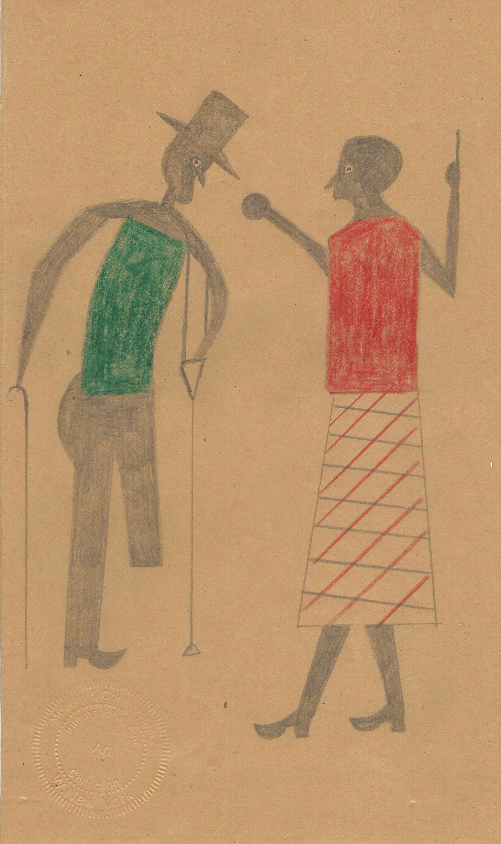Bill Traylor Mixed Media Painting on Paper: Bill Traylor Mixed Media Painting on Paper. Approx Size: 10 x 6 inches. This Lot has no established documentation. Therefore it is described in this catalog as in the manner of artist After. Good cond
