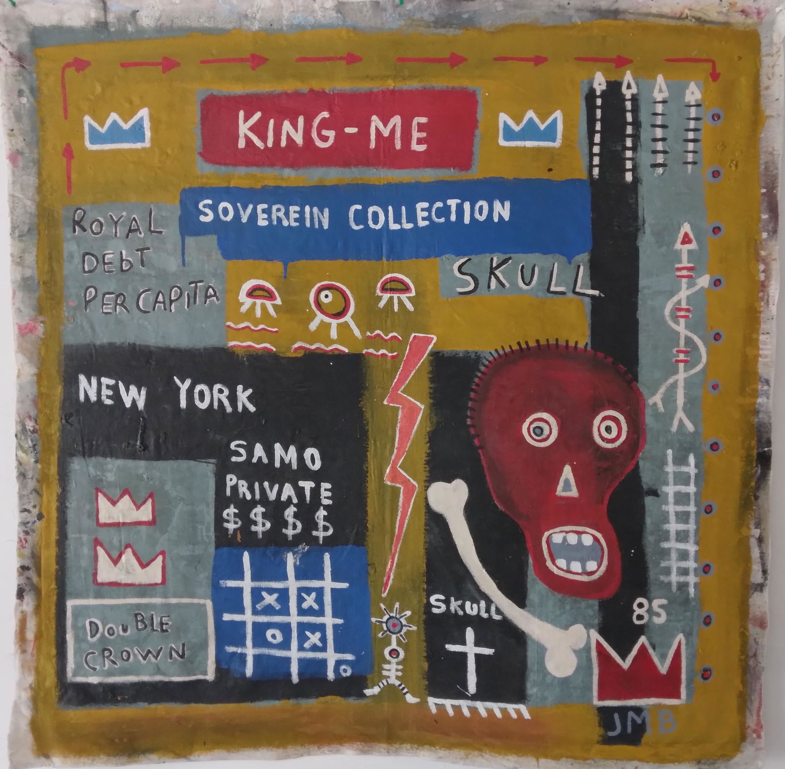 HUGE Rare Jean-Michel Basquiat Vintage Painting . Title: KING-ME. (1 of 9)