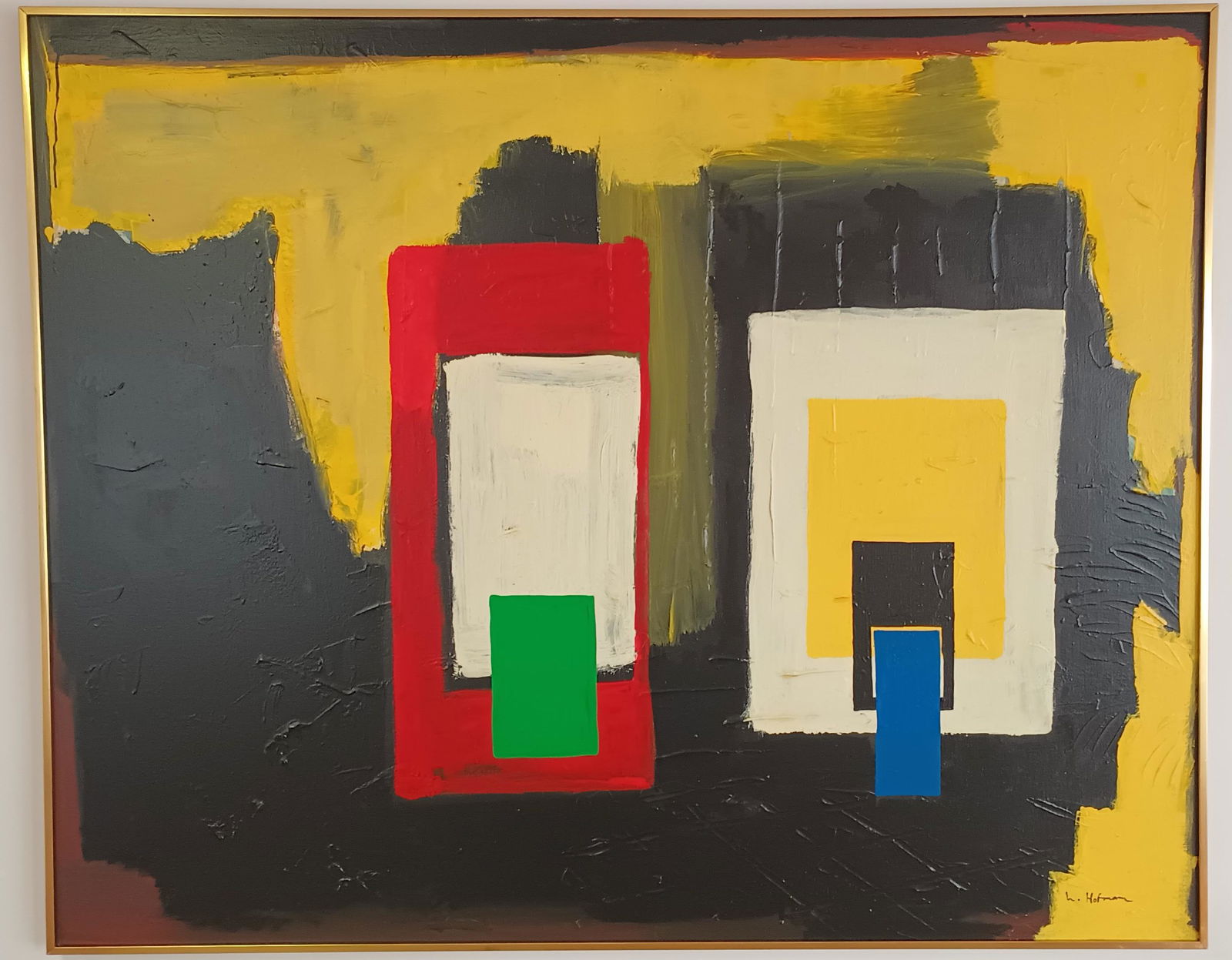 XXL Painting on Canvas Framed Signed L. Hofmann. Post-War Abstract Expressionist (1 of 10)