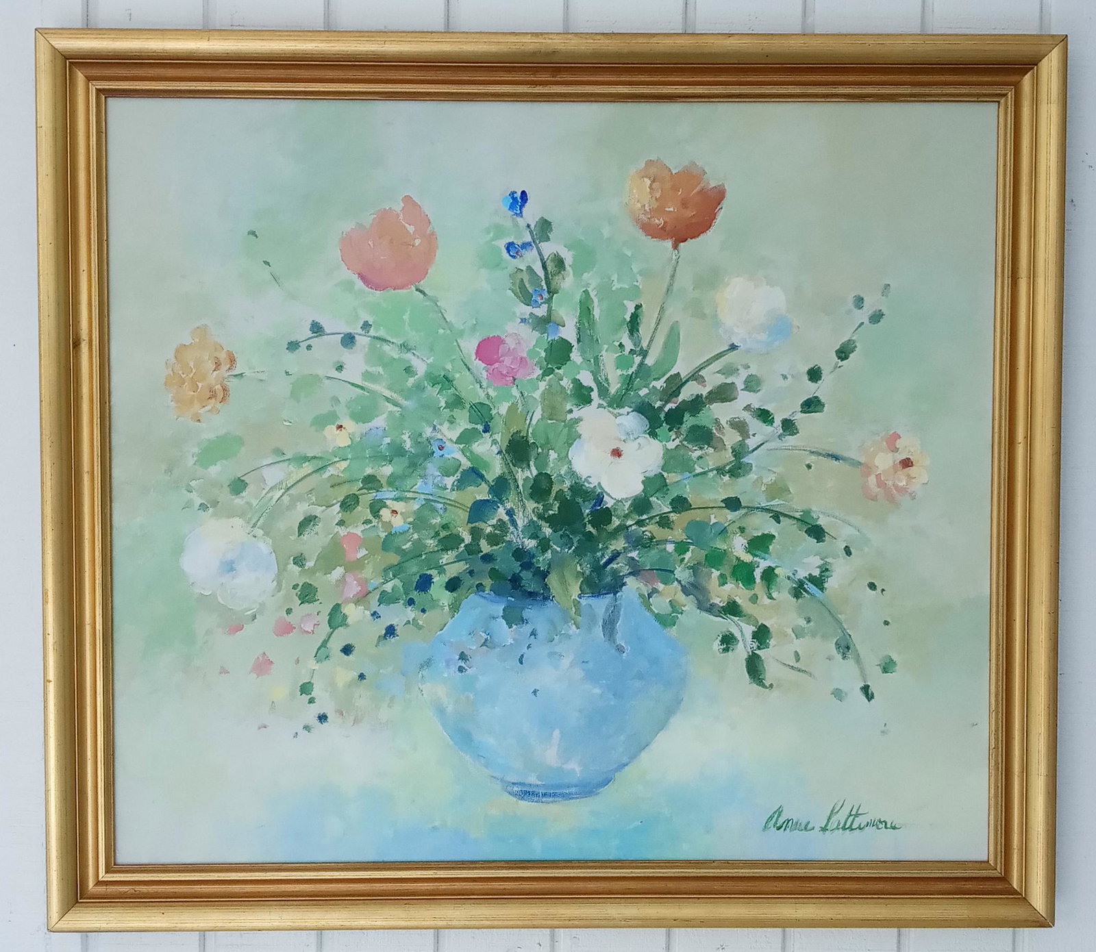Signed Bouquet of Flower Painting On Canvas Framed (1 of 6)