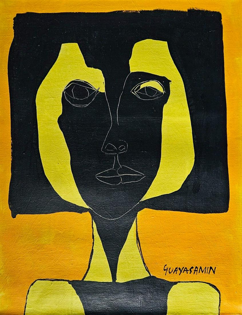 Signed GuayasamÃ­Â­n Figurative Expressionism Painting On Canvas. (1 of 3)
