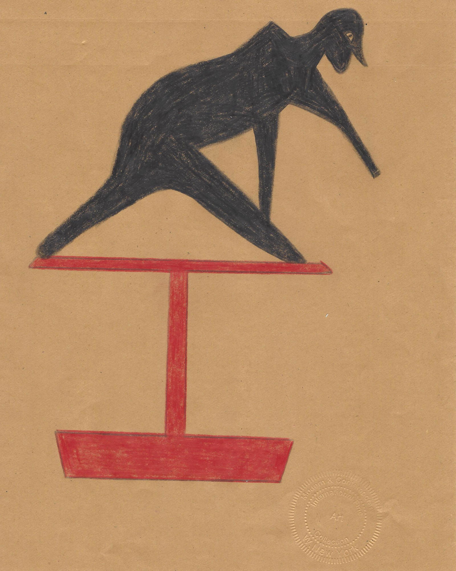 Bill Traylor Mixed Media Painting on Paper: Bill Traylor Mixed Media Painting on Paper. Approx Size: 10 x 8 inches. This Lot has no established documentation. Therefore it is described in this catalog as in the manner of artist After. Good cond