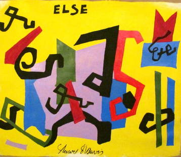 Abstract Painting on Canvas Signed  Stuart Davis, Modern Art: Abstract Painting on Canvas Signed Stuart Davis, Modern Art. Approx Canvas Measurements: 17 x 16 inches.SEE PHOTOS as part of the description. Good condition.It is being sold in the manner or style of