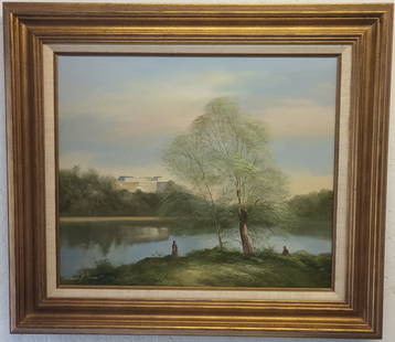 Vintage Oil Painting on Canvas Framed: Vintage Oil Painting on Canvas Framed - Approximate Artwork Size: 24 x 20 Inches. - Approximate Frame Size: 32 x 28 x 3 Inches. The frame can have scratches and marks due to storage. Vintage