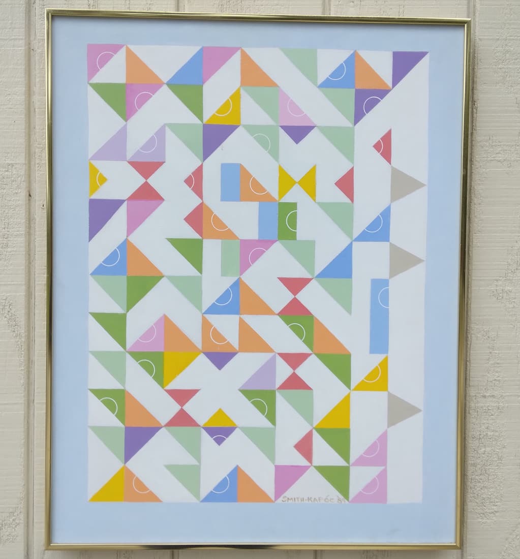 89 Kathy Smith Signed Abstract Geometric Painting (1 of 6)