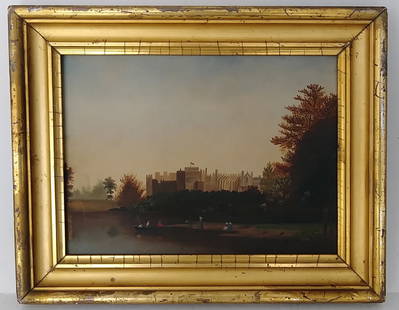 Antique European Oil Painting on Board Lemon Frame.: Antique European Oil Painting on Board Lemon Frame.Painting Size: 9 1/2 x 12 3/4 inches. Frame Size: 12 3/4 x 16 x 2 Inches. Frame may have scratches and marks due to storage. Good vintage condition.
