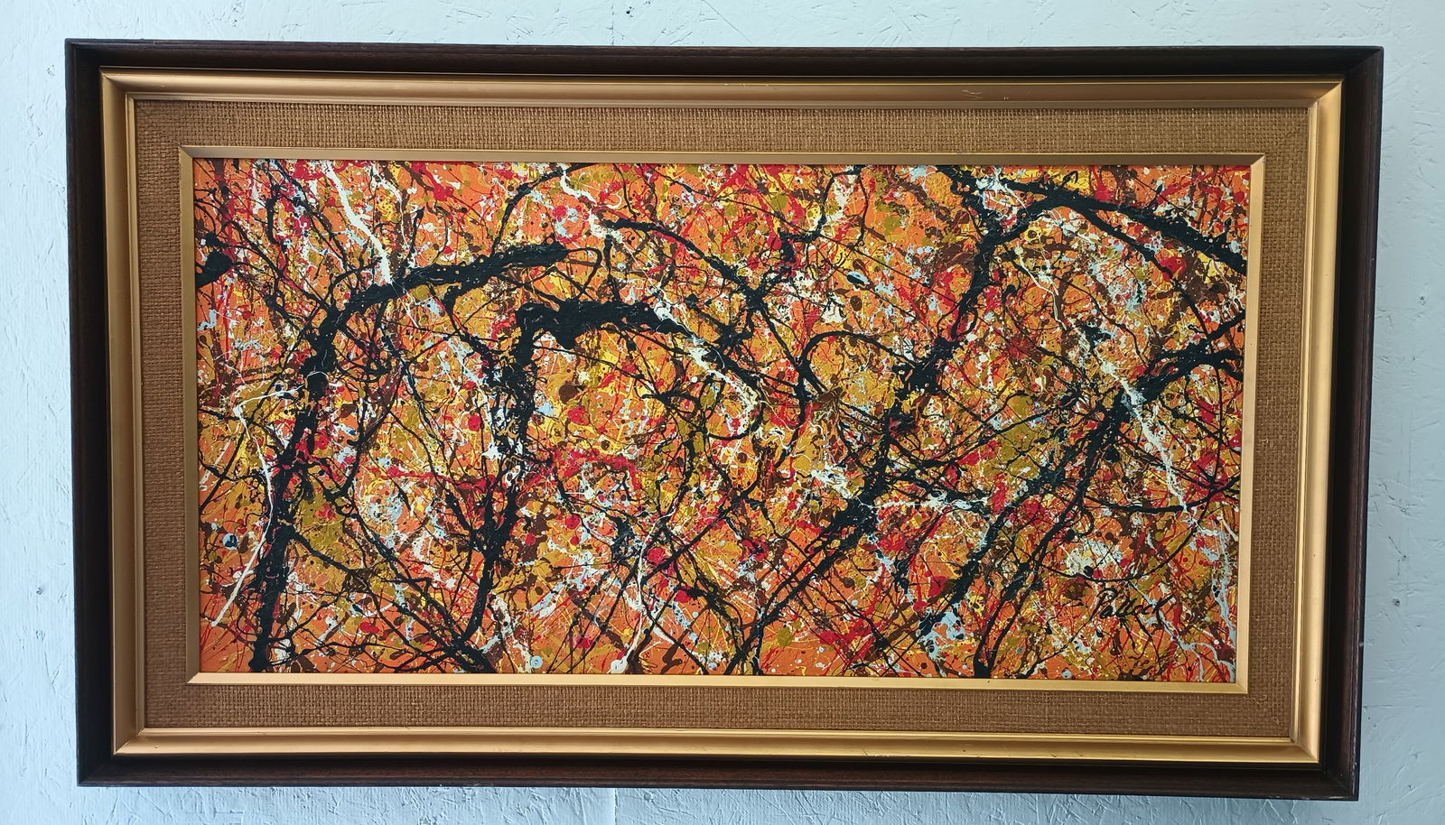 Signed Pollock Abstract Art Painting on Canvas Framed (1 of 11)