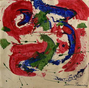 Abstract Painting Signed Sam Francis: Abstract Painting Signed Sam Francis, Modern Art Approx Canvas Measurements: 17 x 17 inches.SEE PHOTOS as part of the description. Good condition .It is being sold in the manner or style of the artist