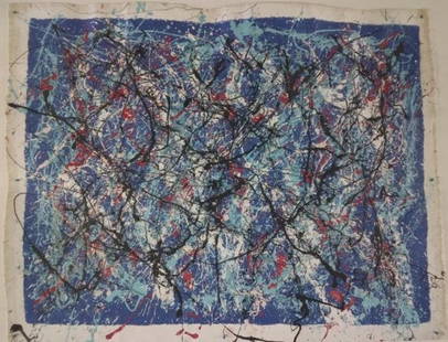 XL Signed Pollock Abstract Art Painting on Canvas: XL Signed Pollock Abstract Art Painting on Canvas. Approx Canvas Size:61 x 47 inches.Canvas will be ship rolled Painting is done in the modern abstract expressionist style for which Pollock is known.