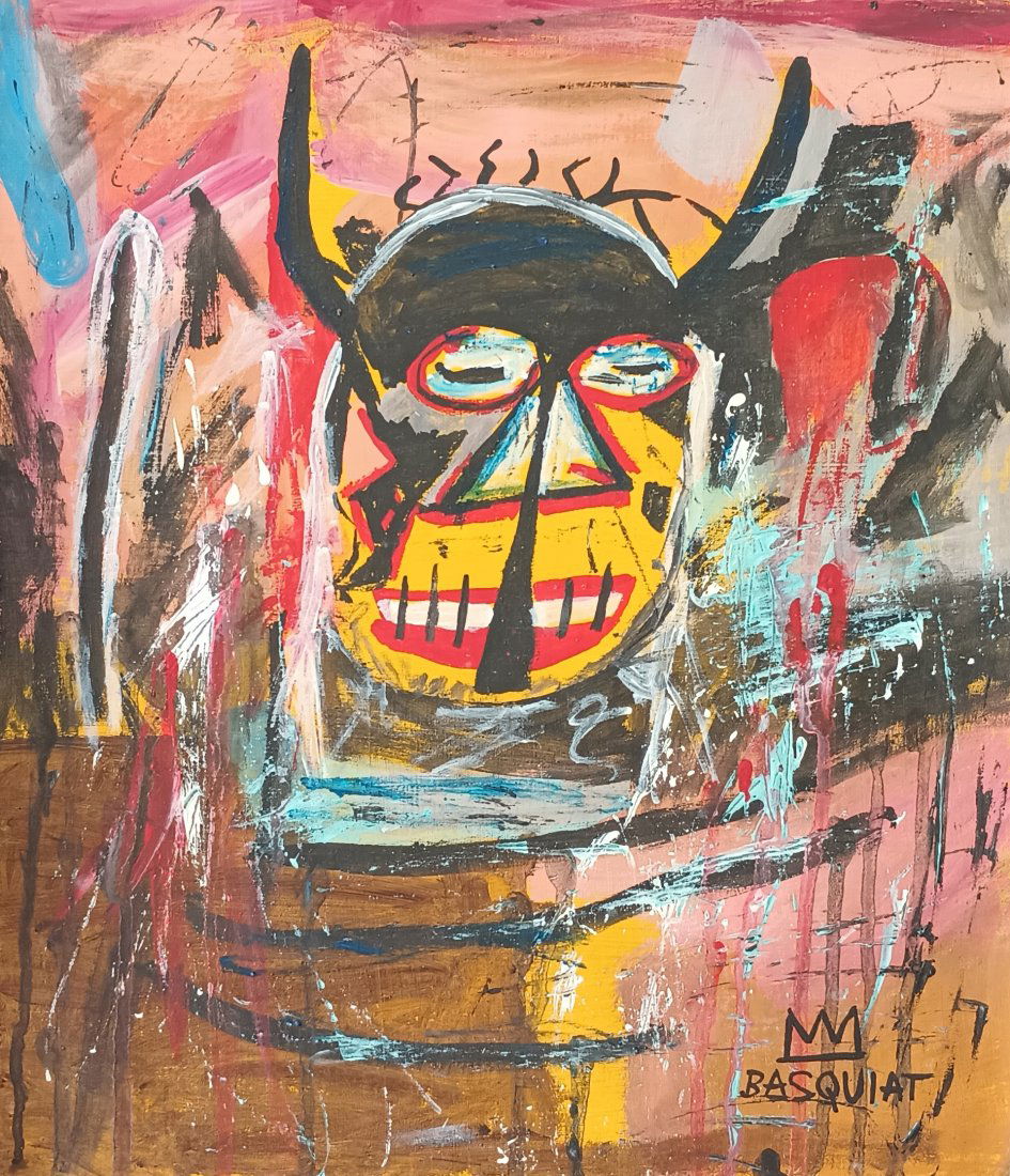 Vintage Abstract Painting Signed Basquiat, Modern Art, Modern Art (1 of 6)
