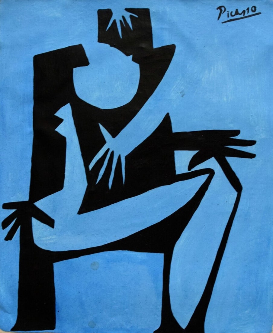 Vintage Abstract Painting Signed  Picasso, Modern Art (1 of 4)