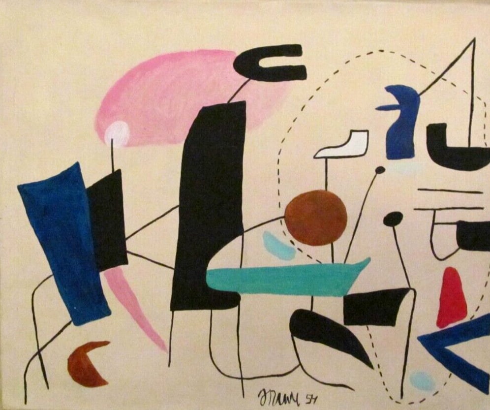 Signed  Willi Baumeister  Abstract Figurative Expressionism Painting (1 of 3)