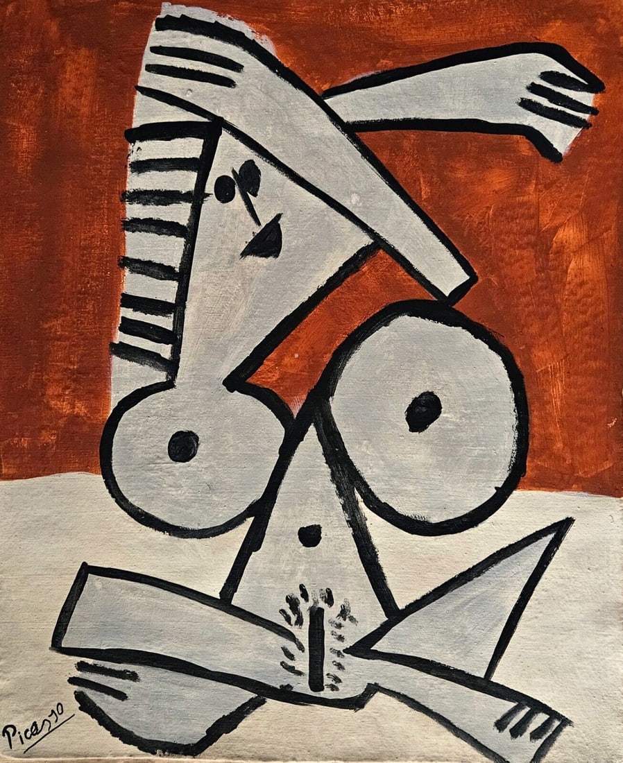 Signed Picasso Vintage Abstract Canvas, Modern Art (1 of 3)