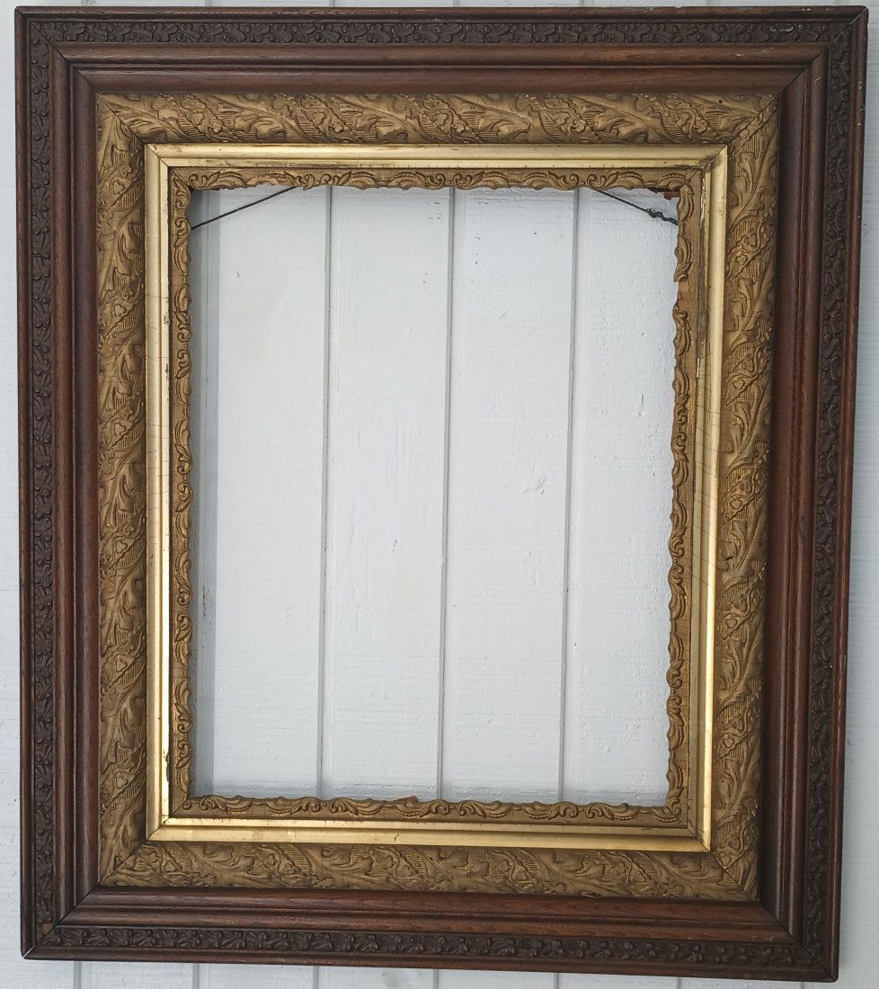 Antique 1800'S Ornate Solid carved Wood Gesso Gilt Picture Frame (1 of 11)