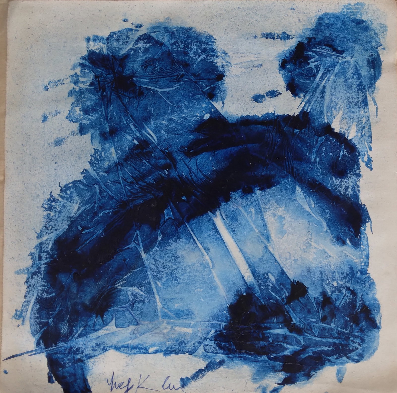 Vintage Abstract Painting on Canvas Signed Yves Klein French (1928-62) (1 of 4)