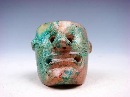 Old Nephrite Jade Stone Carved Ancient Skull Shaped Thumb Ring: Old Nephrite Jade Stone Carved Ancient Skull Shaped Thumb Ring. Item Description: This is a very nice old nephrite jade carved ancient skull shaped thumb ring. Excellent workmanship and the piece look