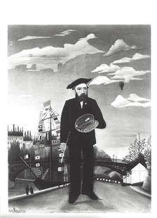 Photo "Myself, Portrait-Landscape" painting by Henri Rousseau: Photo "Myself, Portrait-Landscape" painting by Henri Rousseau Provenance: New York-Based Photography Collector & Curator -Collection of Rare Photographs. Approx Size: 8 x 10 inches. Photo may have ben