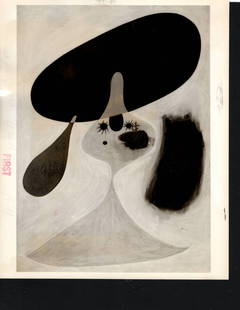 1977 Photo - Portrait of a Girl - by Joan Miro Museum: 1977 Photo -Portrait of a Girl- by Joan Miro as Museum - This is an original press photo. "Portrait of a Girl" by Joan Miro. Kiam collected the work of several artists who especially appealed to him,