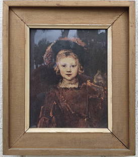 Vintage Rembrandt Print -Portrait of the Artist's Son- 1645-50. Framed.: Vintage Rembrandt Print -Portrait of the Artist's Son- 1645-50. Framed. Approx Window Size: 9 x 7 1/2 inches - Approx Frame Size: 14 x 12 x 2. SEE PHOTOS as part of the description. Good condition