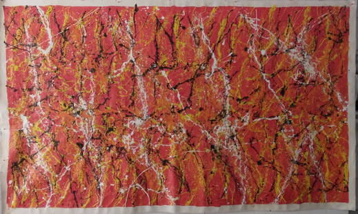 XXL Signed Pollock Abstract Art Painting on Canvas: XXL Signed Jackson Pollock Abstract Art Painting on Canvas. Approx Canvas Size:98 x 58 1/2 inches.Painting is done in the modern abstract expressionist style for which Pollock is known. It is being