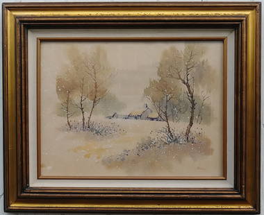 Vintage Signed Watercolor Painting Framed: Vintage Signed Watercolor Painting Framed. Approximate Window: Size: 15 x 11 Inches. Approximate Frame Size: 18 x 22 x 2 Inches. Under glass. The frame can have scratches and marks due to storage. Vin