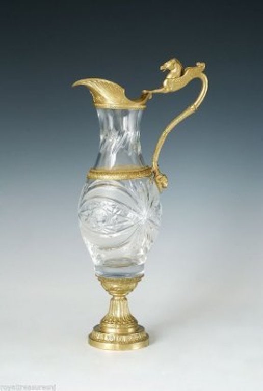 Large Bronze and Crystal Faceted Vase Urn Scroll Handle (1 of 1)