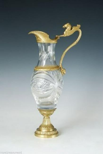 Large Bronze and Crystal Faceted Vase Urn Scroll Handle (1 of 1)