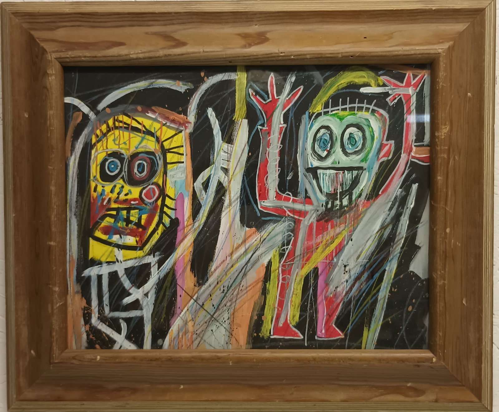 Jean-Michel Basquiat Painting NYC Painting Framed: Jean-Michel Basquiat Painting NYC Painting Framed.Painting Size: 12 x 16 inches. Frame Size: 16 x 22 x 2 inches, It is being sold in the manner or style of the artist after, declared as a copy in acco