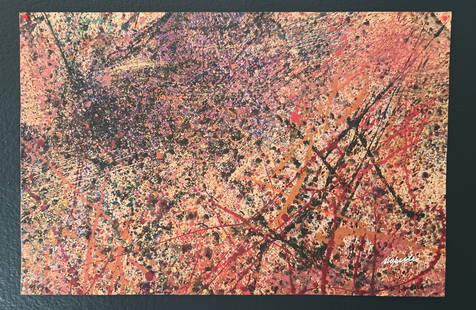 Signed Riopelle (Jean-Paul Riopelle) Mixed Media on Paper. Painted on Both Size: Signed Riopelle (Jean-Paul Riopelle) Mixed Media on Paper. Painted on both size, also stamp. Approx Size: 31 x 21 inches. All lots that do not carry established documented provenance nor any past reco