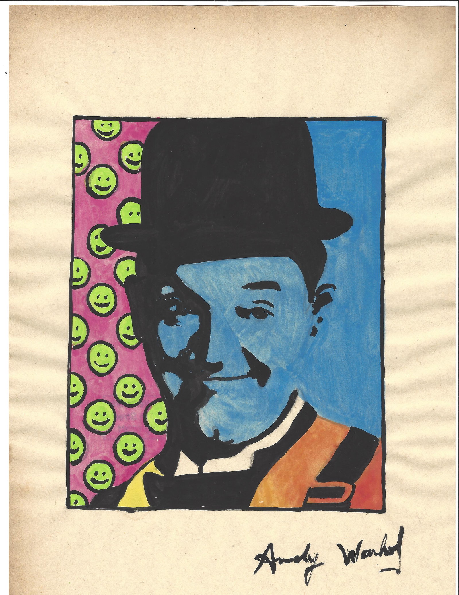 Signed Andy Warhol Mixed Media on Paper: Signed Andy Warhol Mixed Media on Paper. On verso, also stamp inscribed Authorized by the Andy Warhol Foundation. Approx Size: 11 3/4 x 8 1/4 inches. Provenance: This item has limited provenance from 