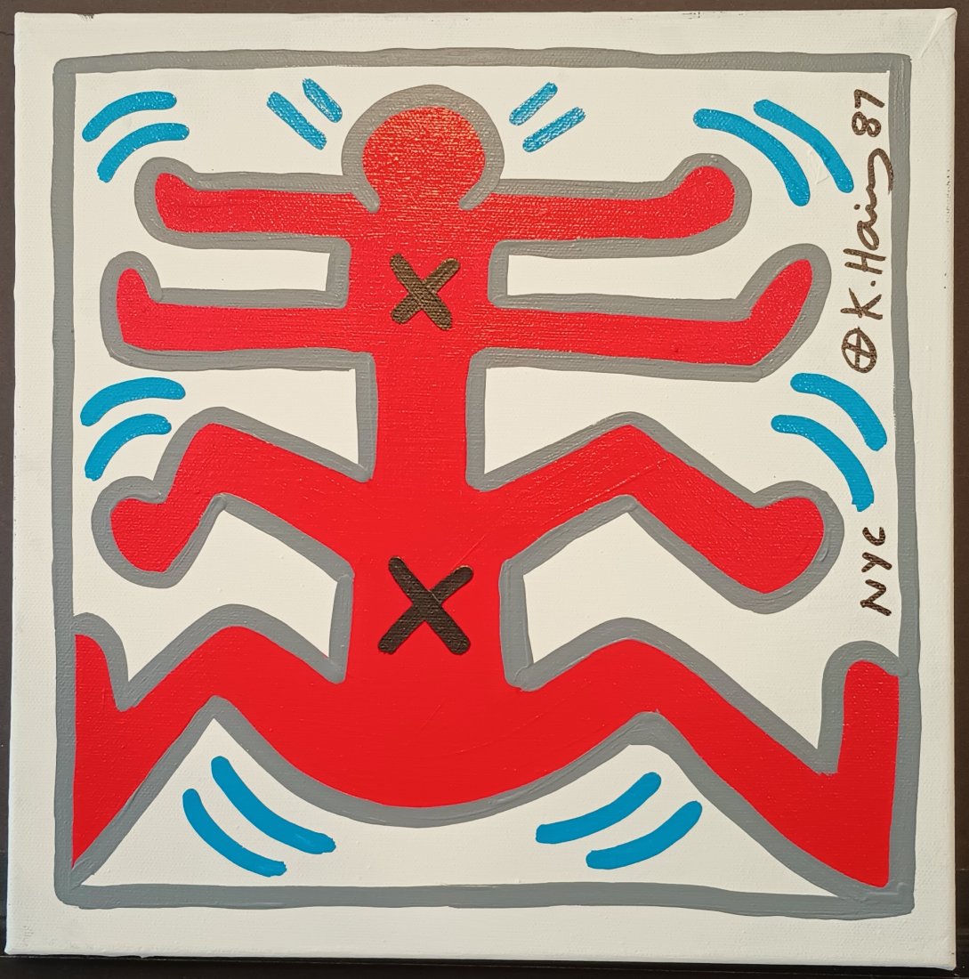 Keith Haring Painting on Canvas SIGNED NYC POP SHOP (1 of 5)