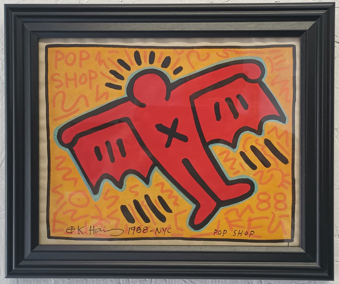 Keith Haring Painting on Paper SIGNED NYC POP SHOP (1 of 4)
