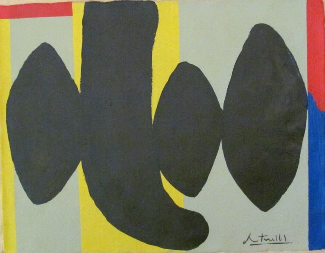 Signed Robert Motherwell Abstract Expressionism Painting On Canvas (1 of 3)