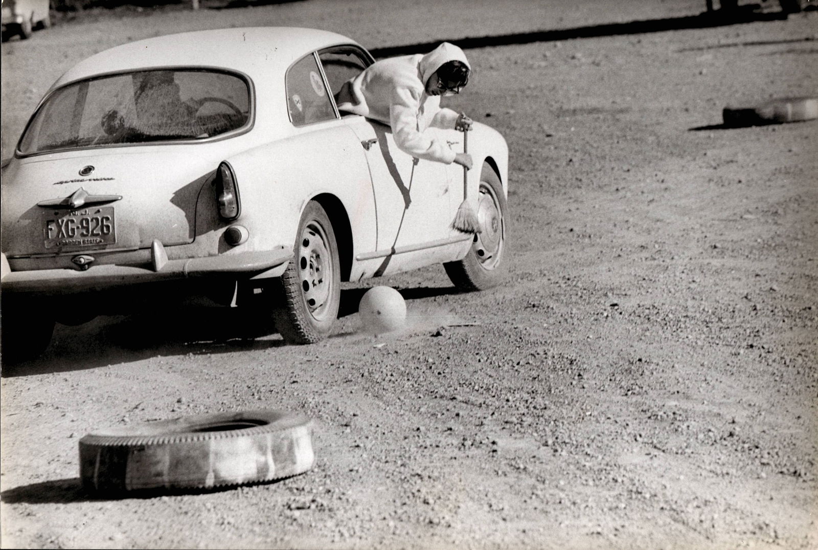 B&W 1960s ALFA ROMEO Used In Auto Polo Match Oversized Vintage Original (1 of 2)
