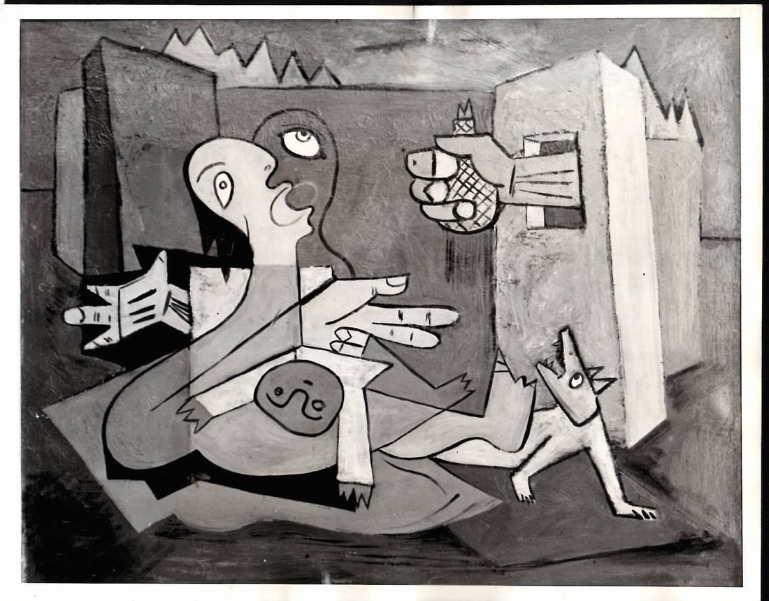 1938 Photo New York Abstractionist Charles Mattox Paint: 1938 Photo New York Abstractionist Charles Mattox Painting Fear NYC Provenance: New York-Based Photography Collector & Curator -Collection of Rare Photographs. Photo size:9 x 7 inches. Note: Please st