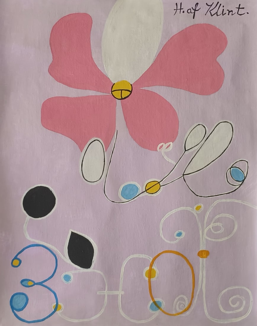 Vintage Abstract Painting Signed Hilma af Klint, Modern Art (1 of 6)