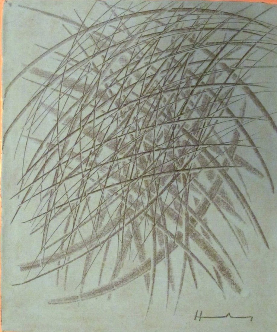 Signed Hans Hartung Abstract Expressionism Painting On Canvas (1 of 3)