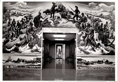 1975 Photography, Thomas Hart Benton Mural Oval Office Truman Historic Library.