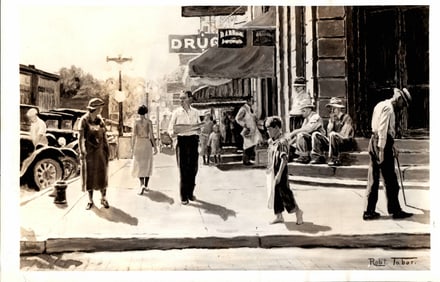 1936 Photography Main Street Painting By Robert Tasor